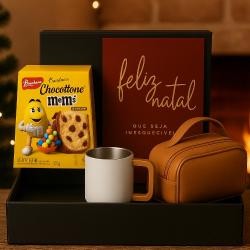 Kit Presente com Necessaire, Caneca e Mini Chocottone Personalizado
