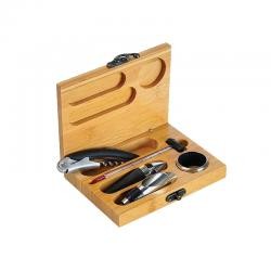 Kit Vinho 6 Peças Em Estojo de Bambu Personalizado