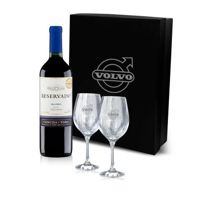 Kit Vinho com Taças de Vidro Personalizado