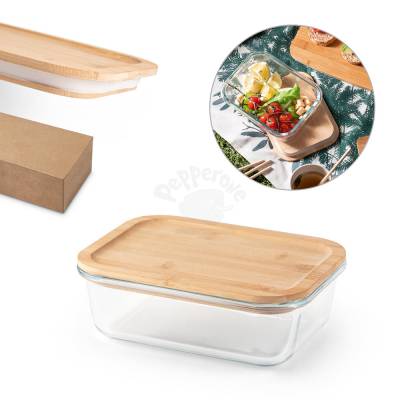 Marmita em vidro borossilicato e tampa em bambu 1 L para Personalizar