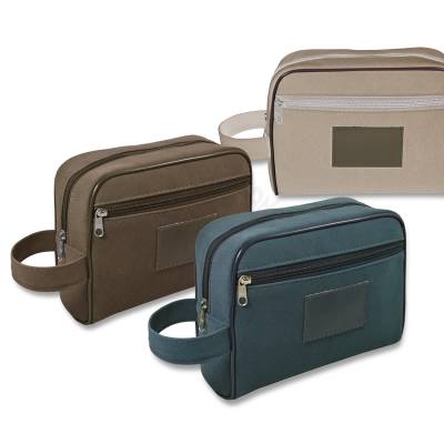 Necessaire de Couro Sintético 22,7 cm com Dois Compartimentos Personalizada