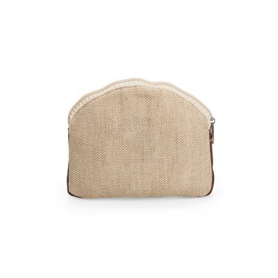 Necessaire de Juta 19x15 cm com Zíper e Detalhes em Bidim Personalizada