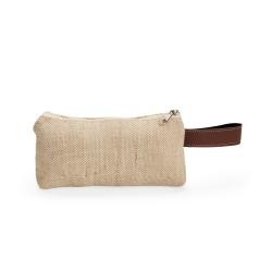 Necessaire de Juta 21 cm com Alça Lateral Personalizada