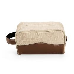 Necessaire de Juta com Zíper e Detalhes em Bidim Personalizada