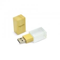 Pen Drive 4gb Com Base Em Acrílico e Tampa Em Bambu Personalizado