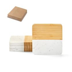 Porta-copos de Mármore e Bambu 10 Cm Com Caixa Presente Personalizado