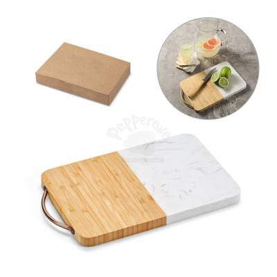 Tábua de corte em bambu e mármore em formato retangular para Brindes