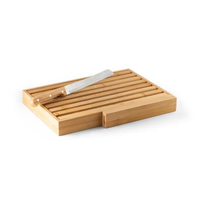 Tábua para Pão em Bambu com Faca de Aço Inox e Grelha Removível Personalizada