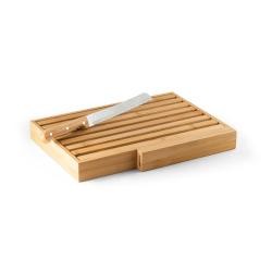 Tábua Para Pão Em Bambu Com Faca de Aço Inox e Grelha Removível Personalizada